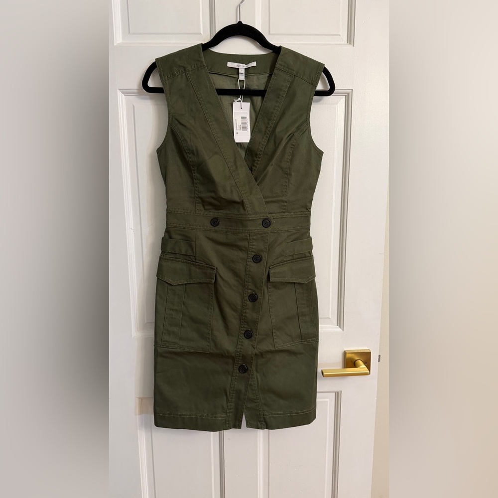 10 Crosby Derek Lam Olive Green Sleeveless Utility Midi Dress